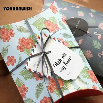 

New 10Pcs/Lot 140x190mm Retro Style Flower Carton Pillow Gift Box Candy Box Wedding Party Favor Paper Gift Box Baby Shower