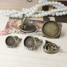 16 мм в античном стиле, из бронзы и меди круглая пустая основа тележки зажимные серьги-клипсы 4 Diy смолы Камея украшения из кабашона