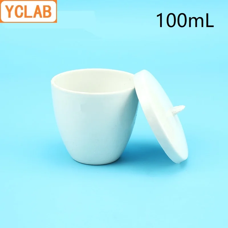 

YCLAB 100mL Ceramic Crucible Medium Wall with Lid Pottery Porcelain Crockery Earthen Laboratory Chemistry Equipment