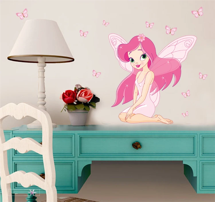 Wall Stickers Fairy and Butterfly Kids Room Home Decoration Wall Decals
