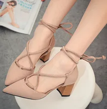 2016 New Shoes Korean Simple Crude High-heeled Pointed Shoes Hollow Instep Strap Elegant Shallow Mouth Ladies Shoes Size35-39