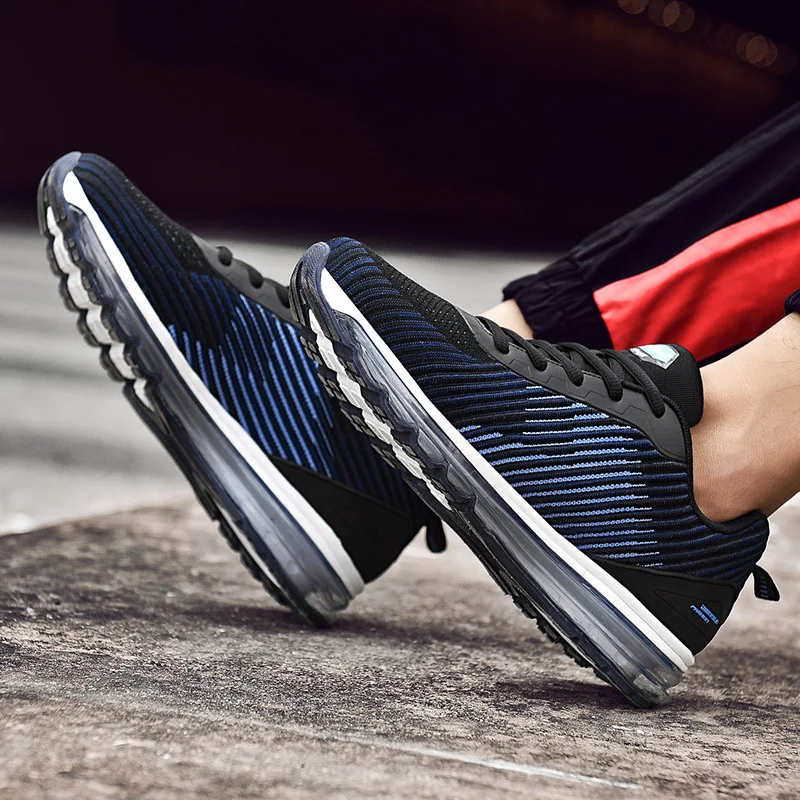 JINBEILEE Air Cushion Sneakers New Fly Woven Cushioning Running Shoes Student Casual Lace-Up  Men's Shoes  Breathable