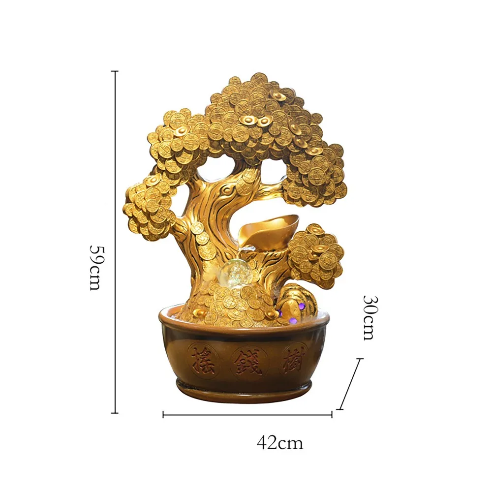 Рождественский подарок, открывающийся офисный домашний орнамент, искусство, Золотая елка, богатый рабочий стол, удача, внутренний фонтан, Современное украшение для дома L