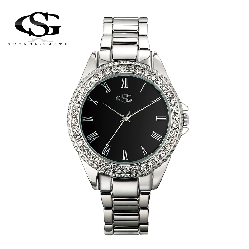 GS Brand Relogio Feminino Clock Female Stainless Steel Watch Ladies Fashion Casual Rhinestone Watch Quartz Wrist