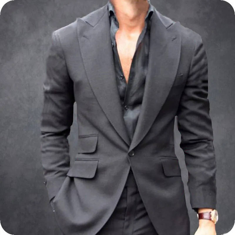 Остроконечные нагрудные серый мужские свадебные костюмы Slim Fit костюмы человек пиджаки смокинг жениха костюм Homme Terno Masculino Выпускной костюм