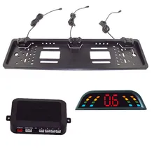 Auto Reversing Radar Car Parking Sensor Kit 3 Sensors European License Plate Camera Front Back Electromagnetic Monitor System eu european license number plate frame 3 reversing reverse parking sensor backup radar kit number parking system