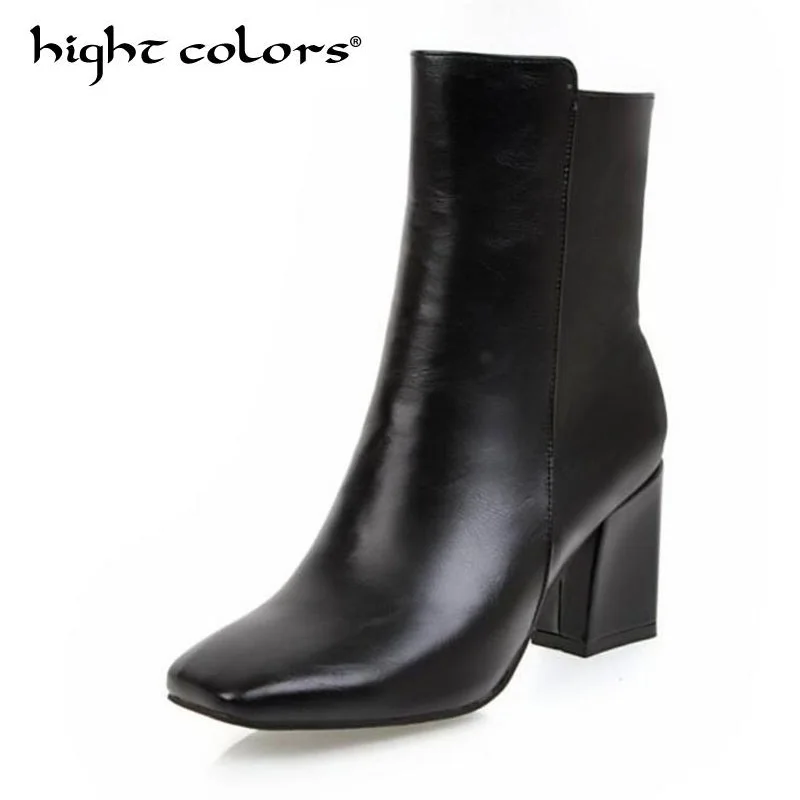 chunky high heel chelsea boots