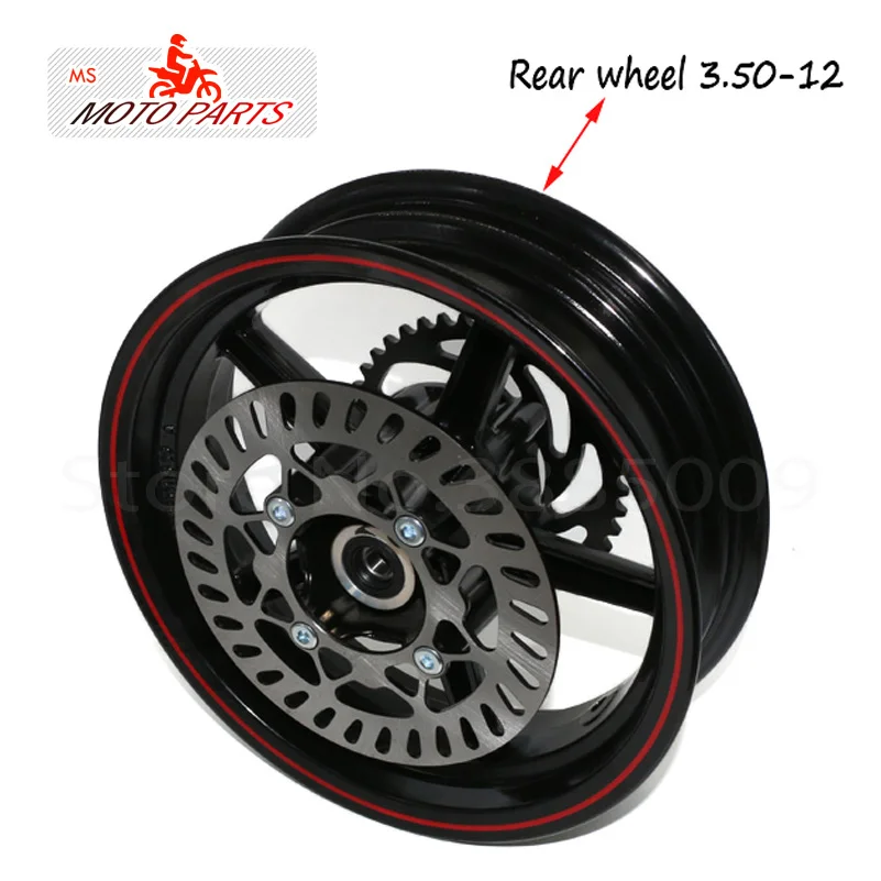 12mm hole 2.75-12inch Front & 3.50-12 Rear Dirt bike Pit Bike 12inch Vacuum Wheel Rim Front and Rear brake disc ainwheels