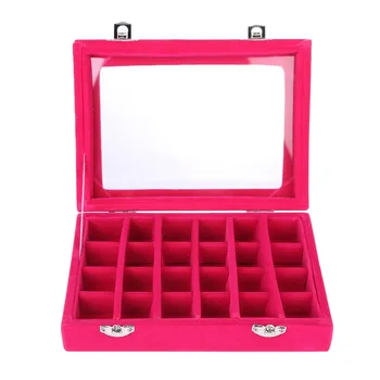 

12/24 Velvet Jewelry Ring Earring Display Case Storage Organizer Box Tray Holder, 24
