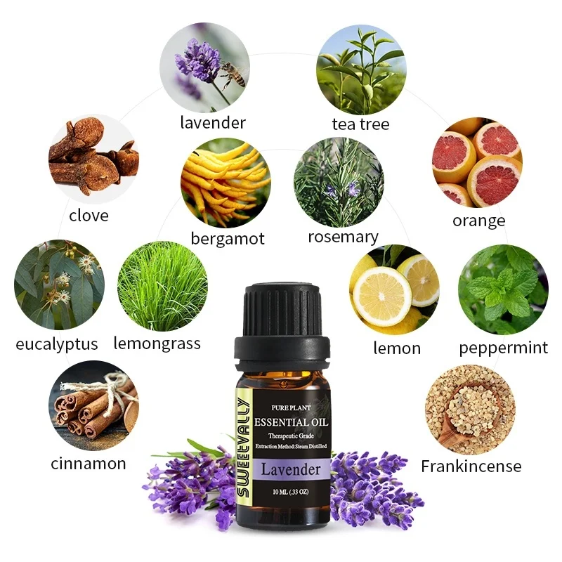 

10ml Essential Oils For Aromatherapy Diffusers Relieve Stress Essential Oils Organic Body Help Sleep Flower Fruit Oil 12 Flavors