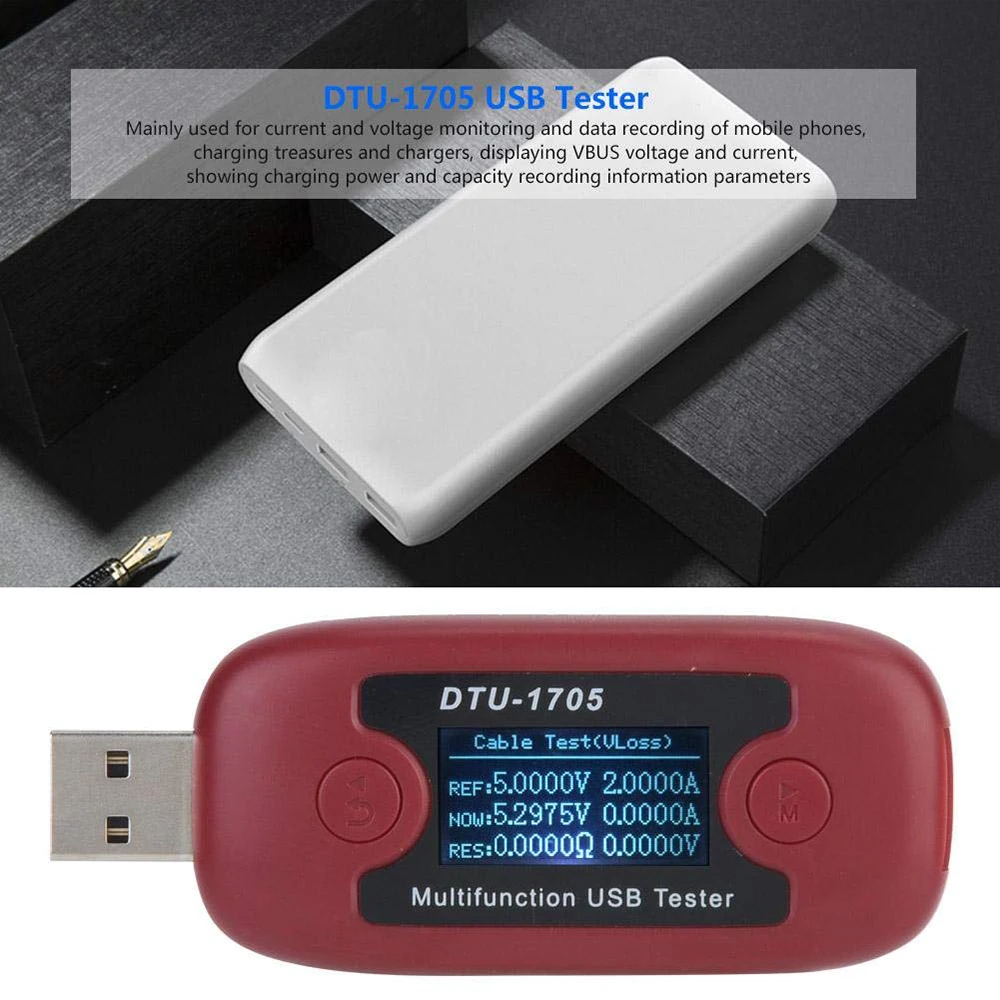 DTU1705 Высокая точность ЖК-дисплей Многофункциональный USB ток емкость Напряжение Тестер измеритель тока монитор инструмент амперметр