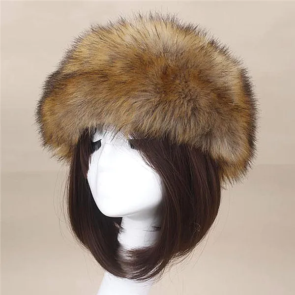 Naiveroo Women Men Fur Hats Thick Warm Faux Fox Fur Fuffy Cap Headband Autumn Winter Russian Fashion Unisex Bomber Hat Headwear - Цвет: 3