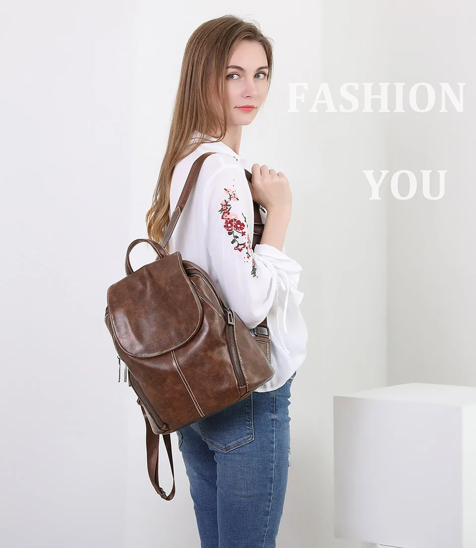 ZROM Для женщин Водонепроницаемый рюкзак высокое качество кожаные рюкзаки для девочек-подростков женские модная школьная сумка через плечо