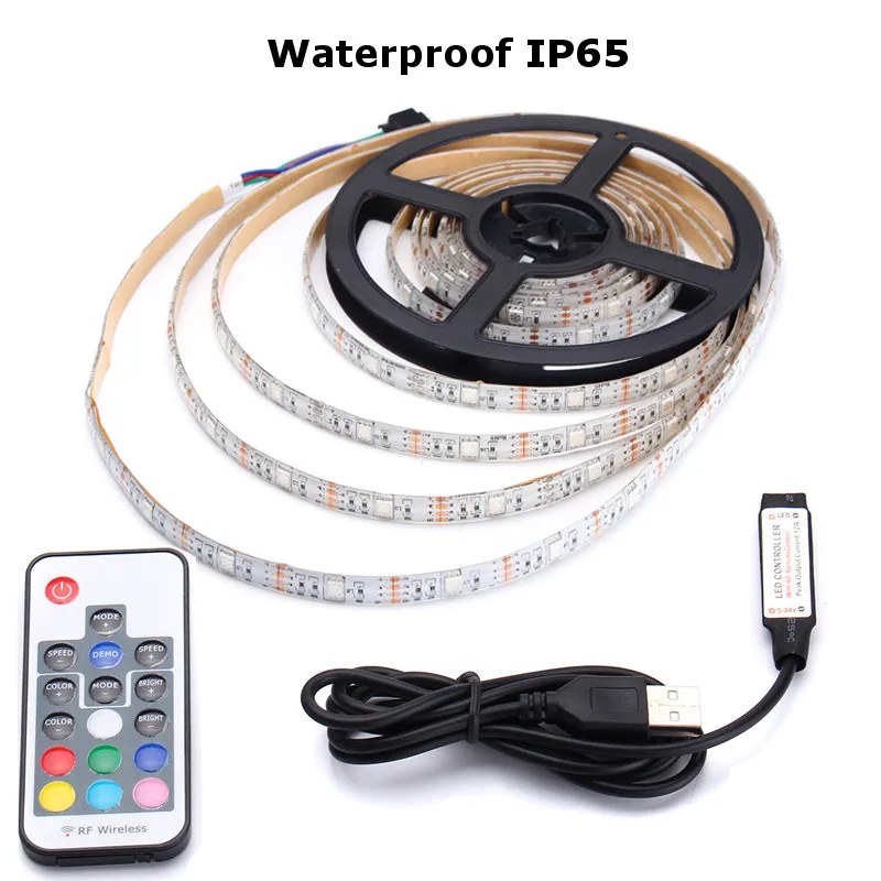 

0.5/1/2/3/4/5M Non Waterproof/Waterproof 5V USB LED Strip Light RGB 5050 String Lamp TV Back Lighting Kit With Remote Control