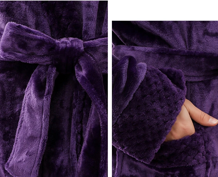 Bathrobe Women Cotton Winte Robe Women's Bathrobe Plus Size Bath Robe Winter Long Bathrobe Dressing Gowns For WomenMen 26