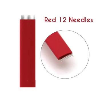 

10pcs Microblading Needles Flat 12 Pins Manual Fog Eyebrow Tattoo Needles Shading Needles Semi Permanent Makeup Embroidery Blade