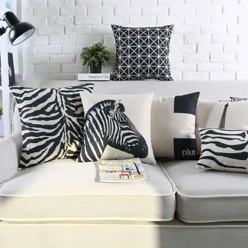 

Free Shipping!Geometric zebra black square throw pillow/almofadas case 45 53 60 30x50 manly boy teen,cushion cover home decore