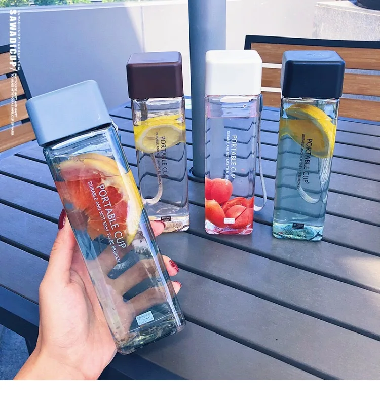 Милая пластиковая бутылка 450 мл для бутылок с водой для питья с веревкой, прозрачная или матовая Спортивная термостойкая чашка в Корейском стиле