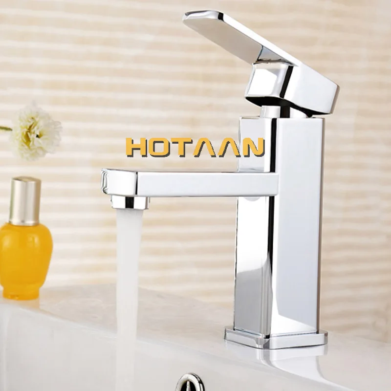 Hotaan Modern Style Free Shipping Basin Faucet Cold and Hot Water Mixer Torneira Da Bacia Single Handle Bathroom Tap