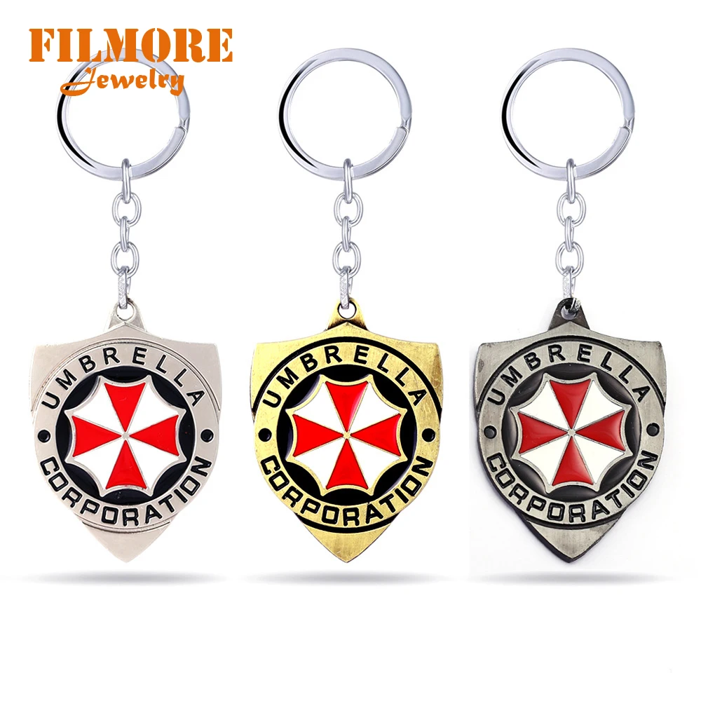 

Filmore Resident Evil 3 Colors Alloy Keychain Umbrella Corporation Logo Key Ring Hoder For Fans Unique Movie Jewelry Accessories