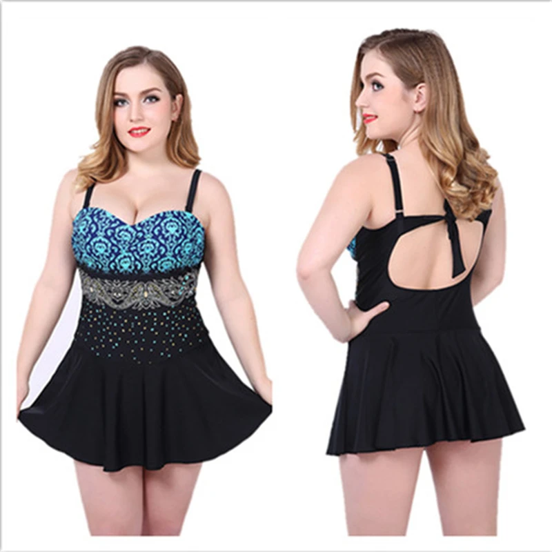 2016 Women's Floral Cut Out One Piece Swimsuit Plus Size Cover Up