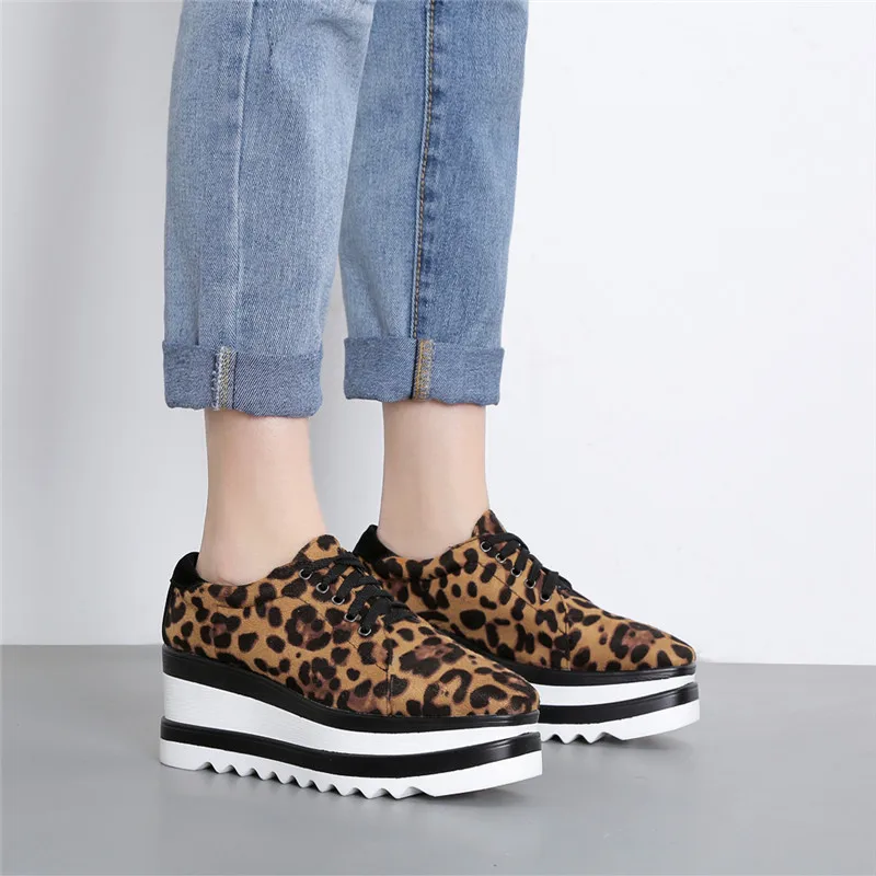 

2018 Women Fashion Sneakers Shoes Female Canvas Espadrilles Smile Platform Flats Lady Pattern Casual Leopard Tenis Shoes