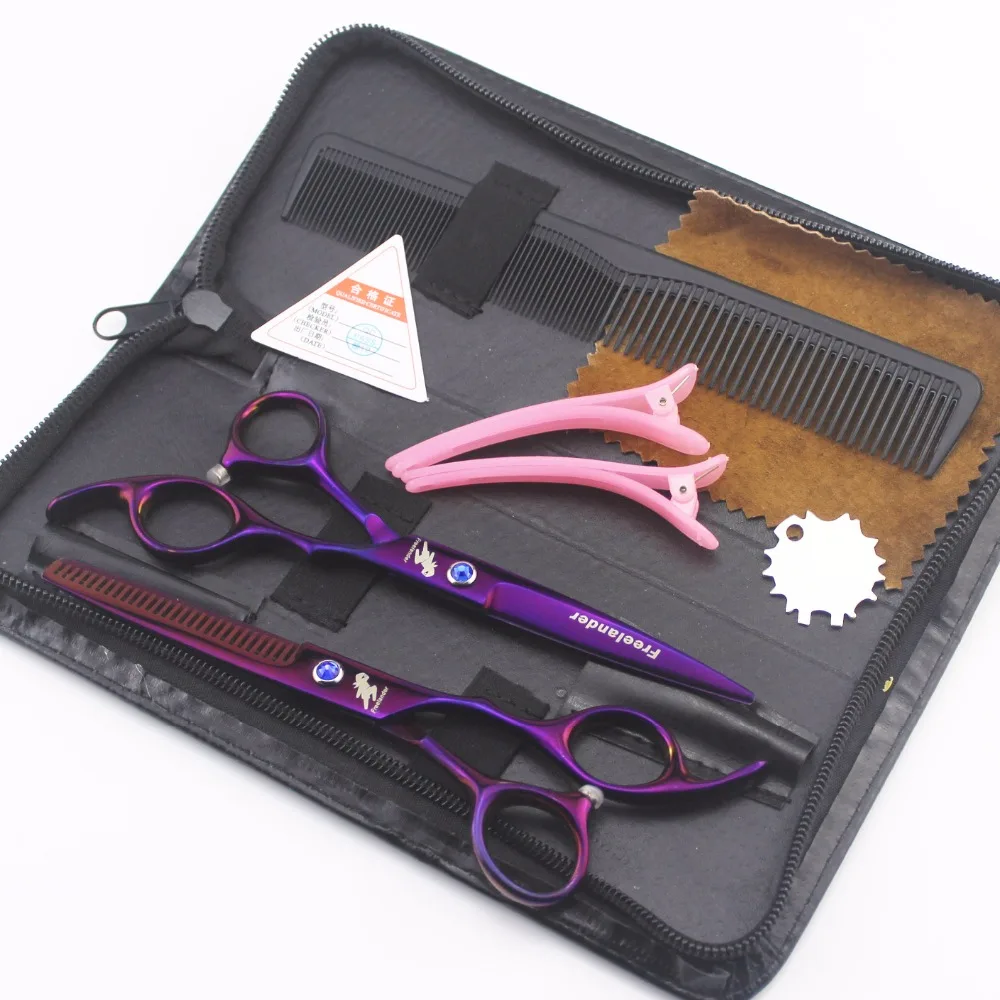Новая Профессиональная Парикмахерские ножницы набор ножниц для стрижки волос ножницы парикмахера высокое качество салон 5,5/6,0 дюймов Цвет: черный