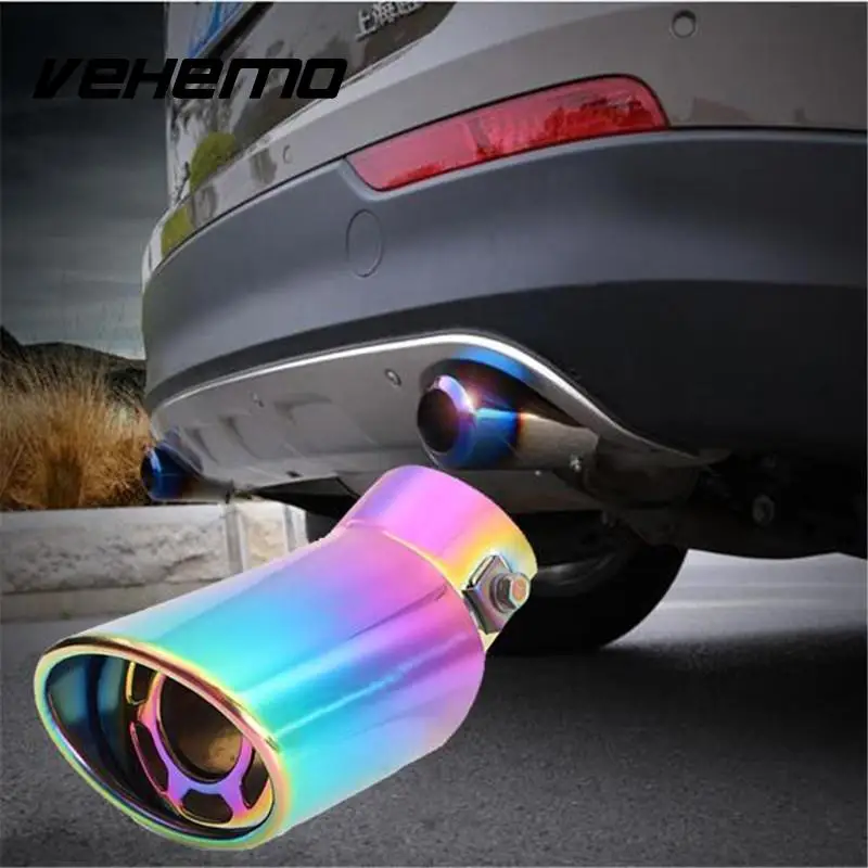 Vehemo 60 мм Универсальный Полный Цвет коррозионной стойкостью Нержавеющая сталь авто автомобиль Изогнутые глушитель выхлопной трубы