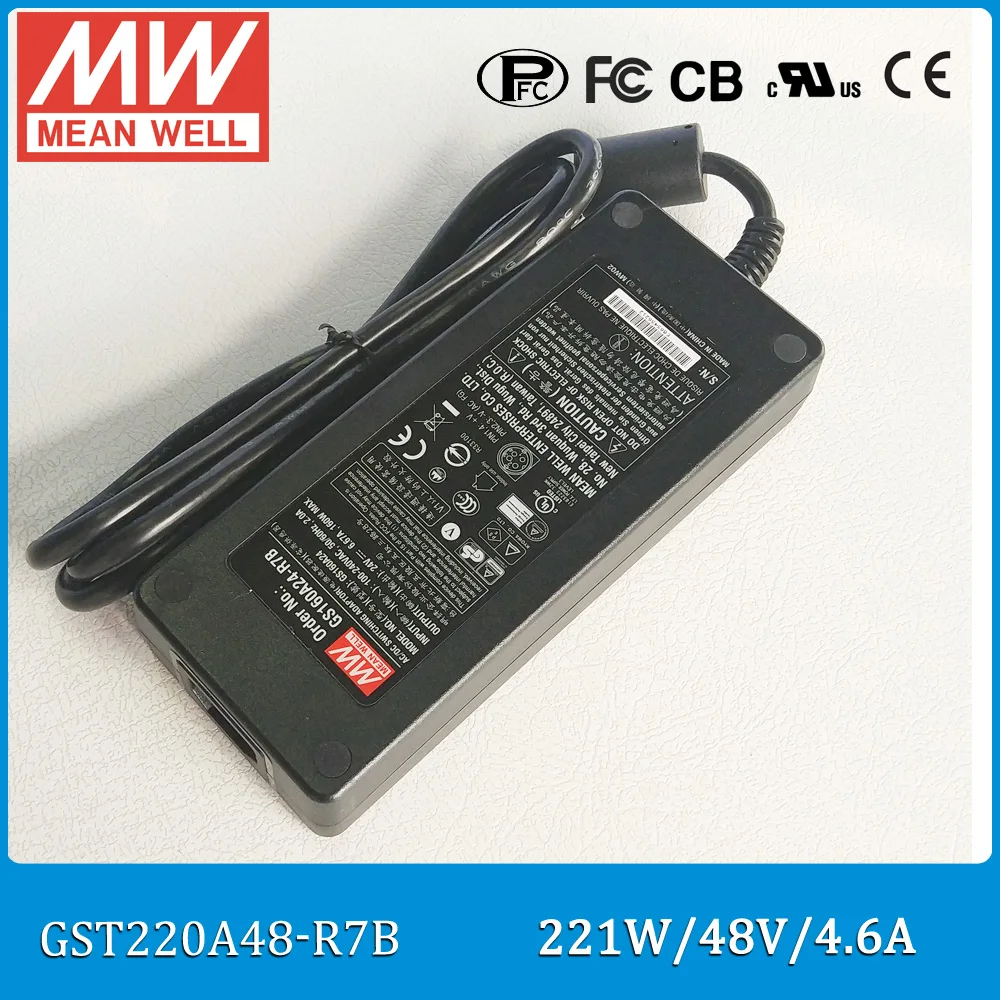 

Original Meanwell GST220A48-R7B 221W 48V 4.6A power supply AC/DC Level VI Mean well desktop Adaptor with PFC