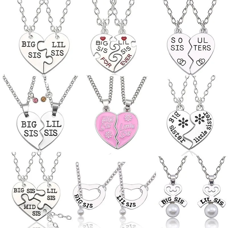 

Best Friend Sister Pendant Necklace Crystal Pearl Heart BFF Sis Necklaces&Pendants For Women Men BFF Christmas Gifts Collares