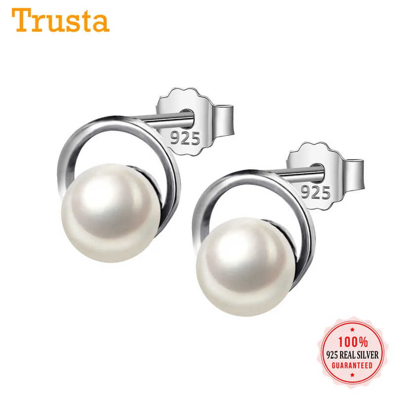 Trusta 2018 100% 925 Настоящее серебро пробы Модные женские круглые 8mm84mm бусы серьги