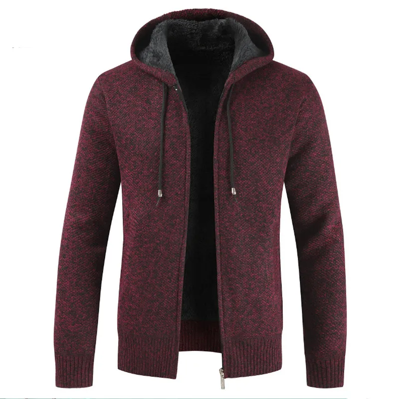 

Men's Warm Sweater Cardigan Outwear Winter Winter Thick Hooded Warm Knitwear Jacket Fashion Man Knitting Striped Mens Sweater