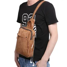 Nesitu винтажная коричневая натуральная кожа маленькие мужские сумки-мессенджеры для мини ipad Мужская нагрудная сумка с отверстием для наушников M6403