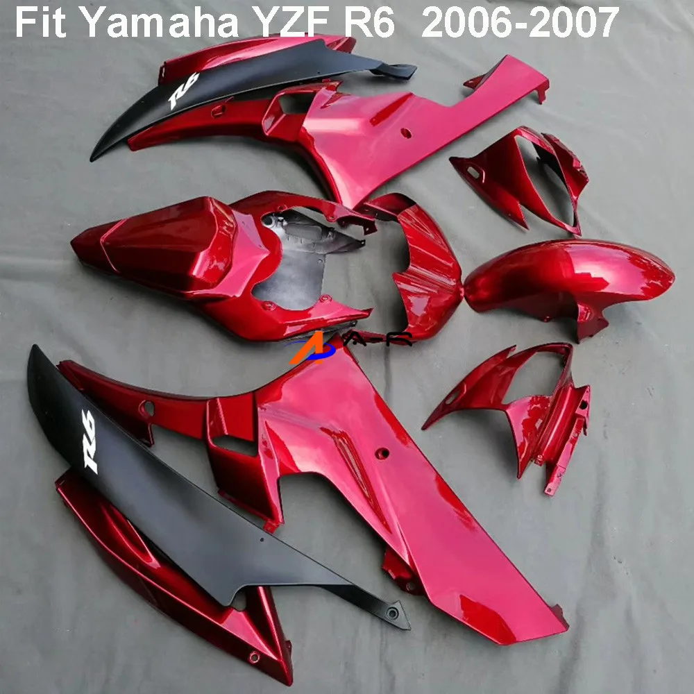 

Motorcycle Red Fairing Kit For Yamaha YZF R6 YZF-R6 YZFR6 2006 2007 YZF600 06-07 Bodywork Fairings Injection Molding UV Painted