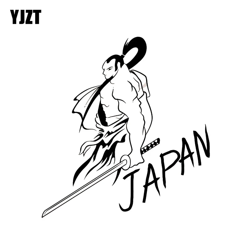 

YJZT 13.1*14.1CM Covering The Body Cool Fashion Japan Samurai Warrior Soldier Car Sticker Black/Silver Vinyl C21-0038