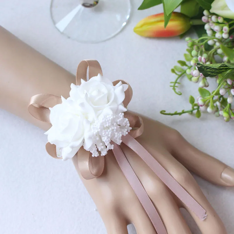 Wrist Flower Bridesmaid Hand Flowers wedding corsage (3)