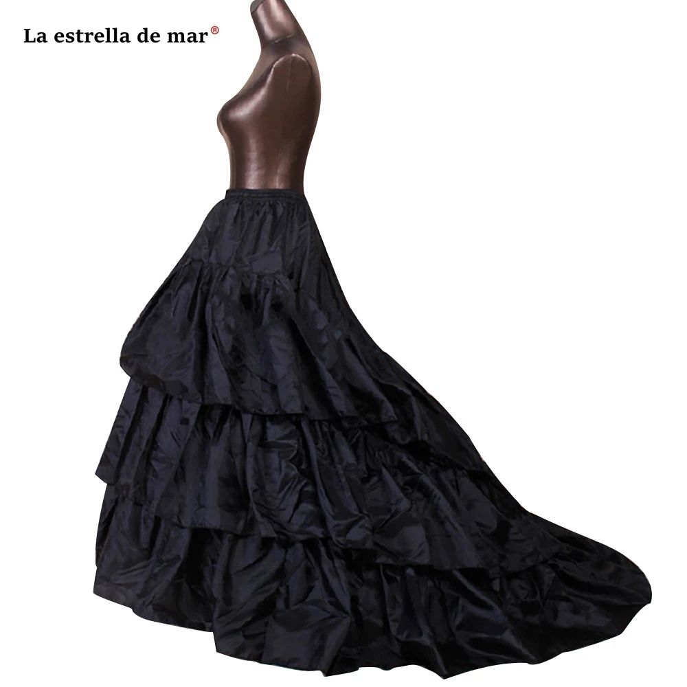 

La estrella de mar sottogonna stock a line 3 Hoops 3 layers ruffle a line white black trailing putticoat wedding high quality