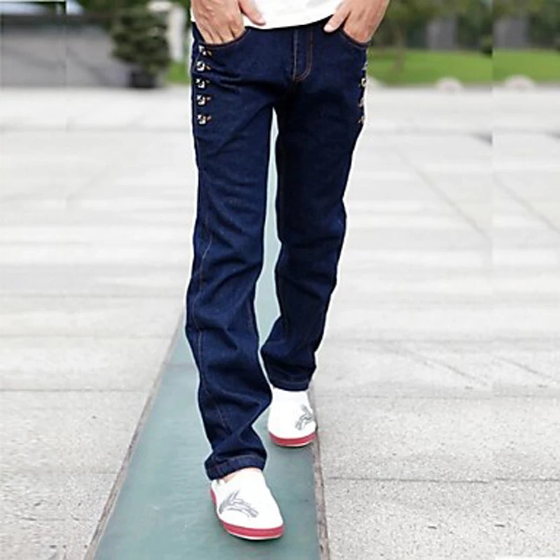 

Men's Plus Size Loose Jeans Fashion Casual Harem Long Pants Mid Waist Blue Trousers