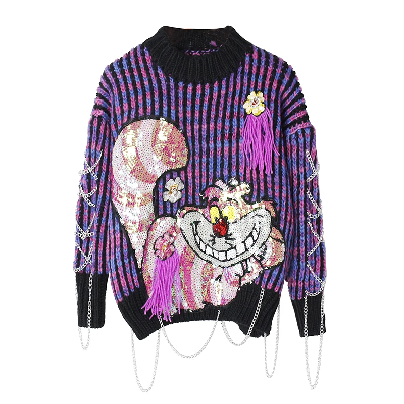 Best Price Thailand Tide brand 2019 autumn and winter new strange girl jacket long sleeve pullover knit top shirt sweater women