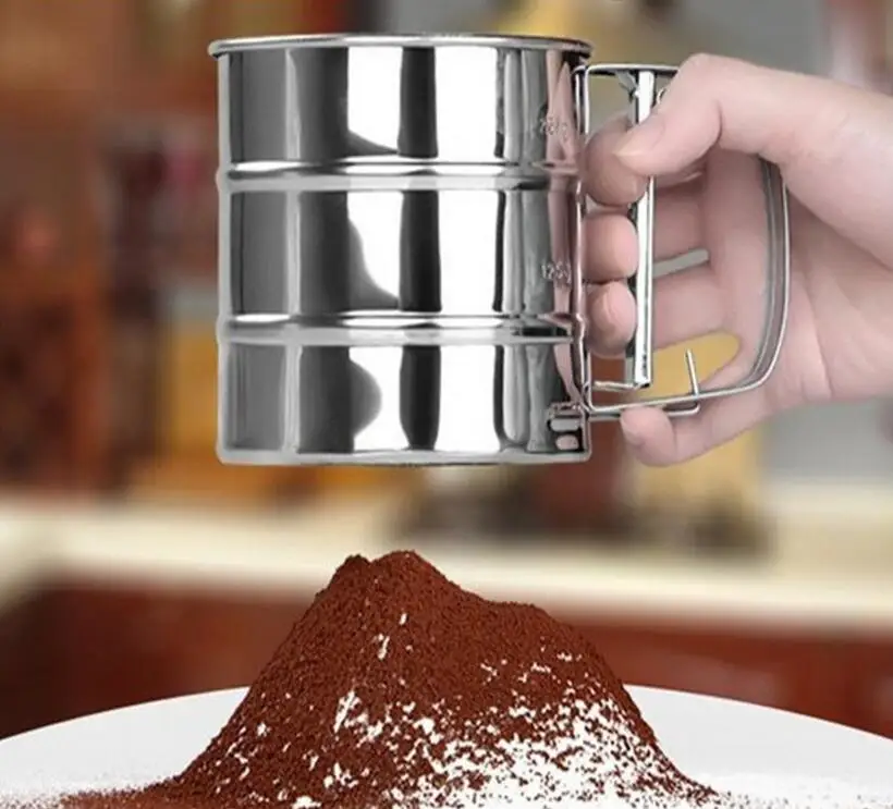 1pcs Semi automatic baking tools Stainless Steel Mesh Flour Sifter