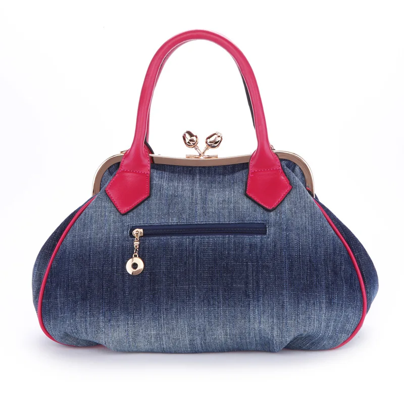 Брендовая женская сумка джинсовая Цветочная сумочка модная мягкая ручка органический хлопок без молнии женские сумки ZF9874