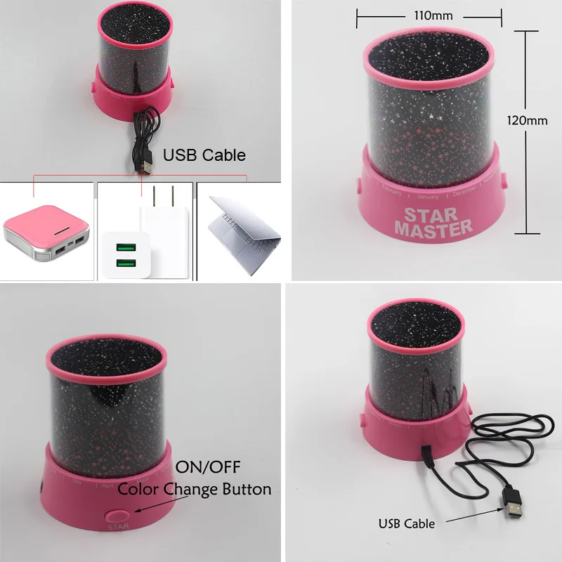 LED ليلة كشاف ضوئي السماء المرصعة بالنجوم نجمة القمر ماستر الأطفال الاطفال الطفل النوم luminaria الملونة USB مصباح إسقاط أضواء
