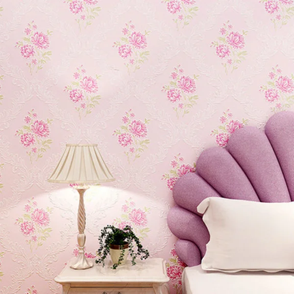 Bedroom living room TV background wallpaper green wild garden flower non-woven wallpaper03