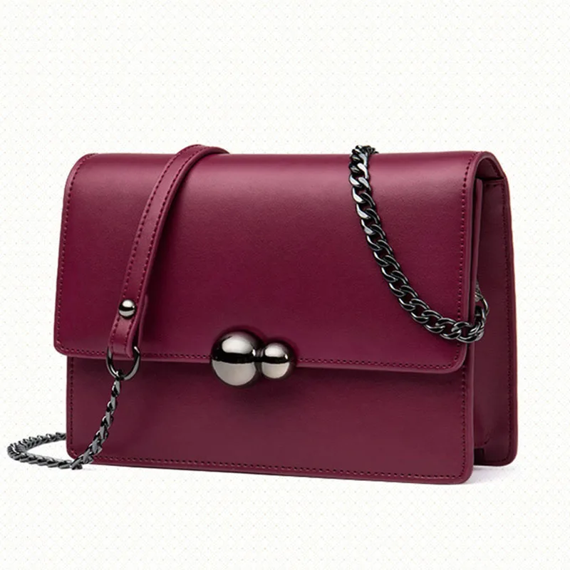 

Luxury Genuine Leather Women Bag Small Leather Women Messenger Shoulder bag Brand Simple Metal Chain Cowhide Girl Crossbody bags