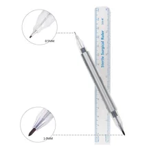 1Pcs Surgical Skin Marker Eyebrow Marker Pen Tattoo Skin Marker Pen With Measuring Ruler Microblading Positioning Tool #244859