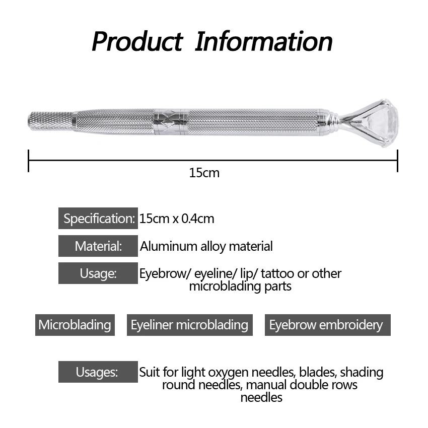 Татуаж татуировка перо комплект ручной бровей, губ, карандаш для глаз Microblading С кристалалми и стразами ручка с 10 шт. 5RL иглы татуировки