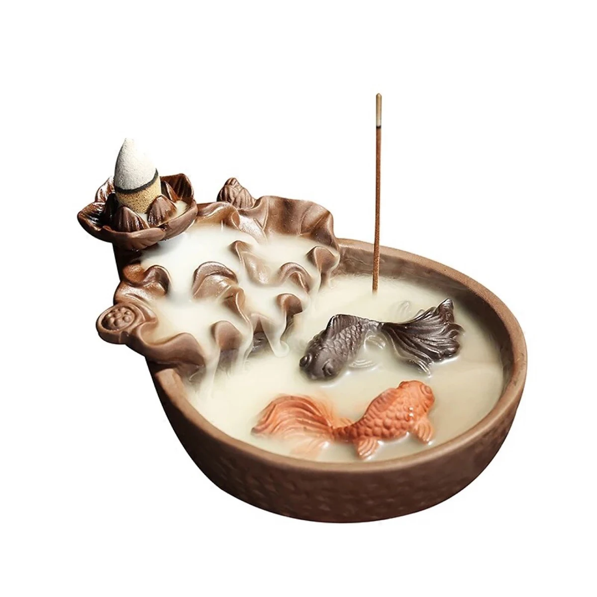 Fish Backflow Incense Burner Chinese Censer Holder Zen Buddhist Fish Backflow Incense Burner Chinese Censer Holder Zen Buddhist