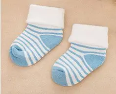 1 пара полосатых Хлопковых Носков для малышей, теплые носки для новорожденных, мягкие носки для маленьких мальчиков 0-1 года - Цвет: blue