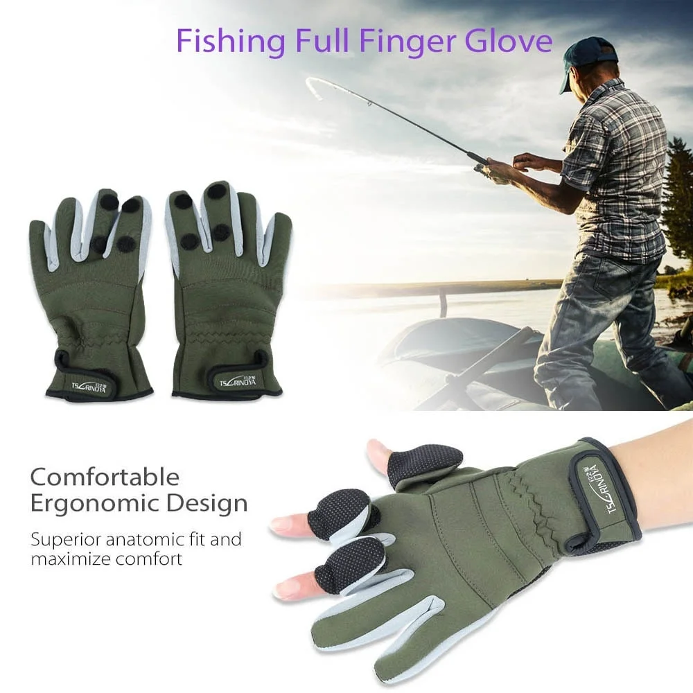 Warm Fishing Gloves Full Finger Breathable Leather Fitness Carp Fishing