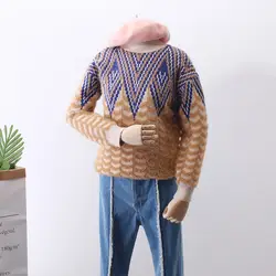 2018 хлопок формальный компьютерный вязанный полный Топ Джемпер Пуловер Blusas De Inverno Feminina вязаный свитер женский зимний